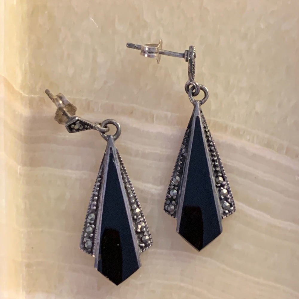 Vintage black Art Deco earrings